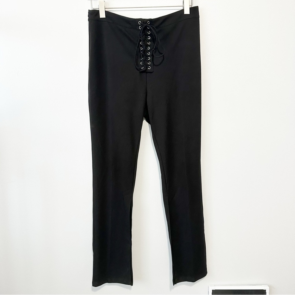 SHEIN lace up high waist black pants size XL eyelet boot cut